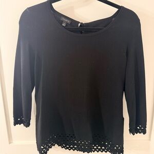 Talbots Black Women's Blouse with Lace Detail